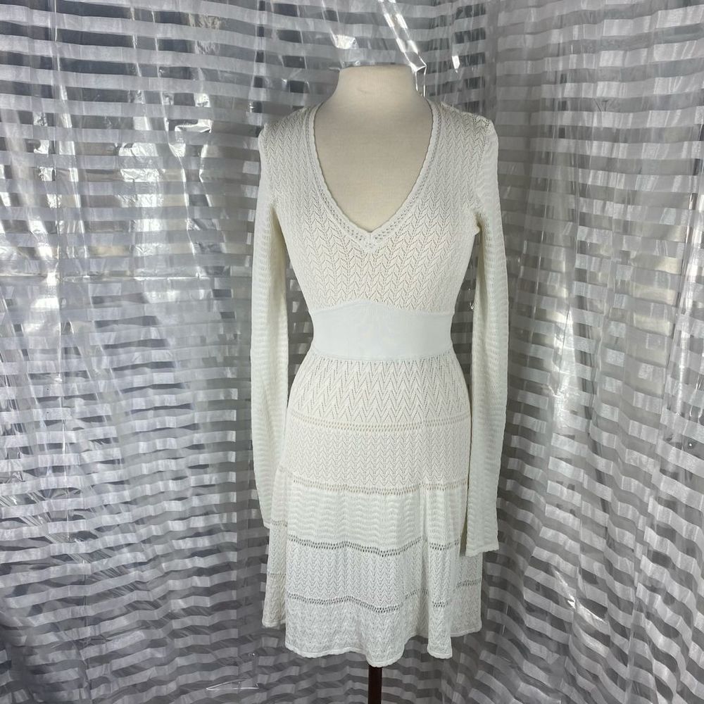 BCBG MaxAzria White Crochet Lace Sweater Dress